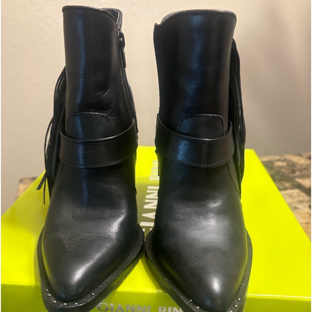 Gianni Bini Leather Fringe Boots